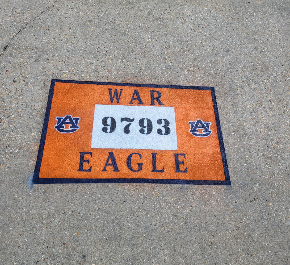 Custom War Eagle curb address 9793 with Auburn logos